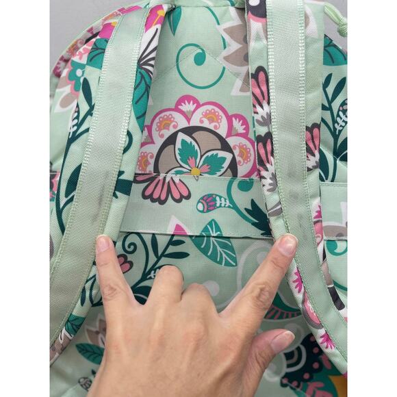 Vera Bradley Lighten Up Grand Laptop‎ Backpack Mint Green Pink Flowers Snail - Picture 5 of 9